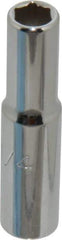 Proto - 1/4", 1/4" Drive, Deep Hand Socket - 6 Points, 2" OAL, Chrome Finish - Best Tool & Supply