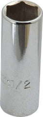 Proto - 1/2", 1/4" Drive, Deep Hand Socket - 6 Points, 2" OAL, Chrome Finish - Best Tool & Supply