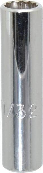 Proto - 11/32", 1/4" Drive, Deep Hand Socket - 12 Points, 2" OAL, Chrome Finish - Best Tool & Supply