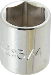 Proto - 3/4", 3/8" Drive, Standard Hand Socket - 6 Points, 1-3/16" OAL, Chrome Finish - Best Tool & Supply