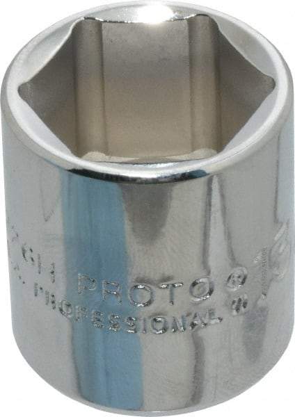 Proto - 13/16", 3/8" Drive, Standard Hand Socket - 6 Points, 1-3/16" OAL, Chrome Finish - Best Tool & Supply