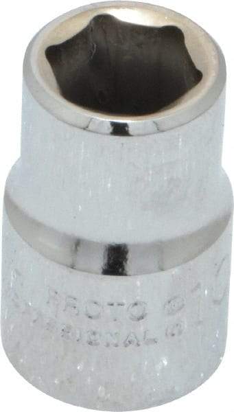 Proto - 3/8" Drive, Standard Hand Socket - 6 Points, 1-3/32" OAL, Chrome Finish - Best Tool & Supply