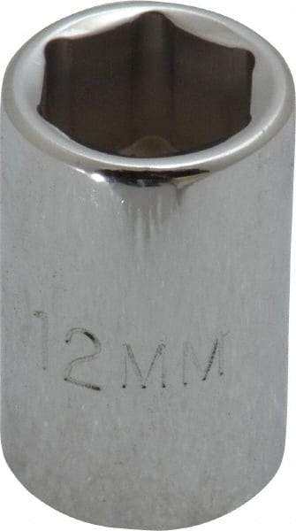 Proto - 3/8" Drive, Standard Hand Socket - 6 Points, 1-1/8" OAL, Chrome Finish - Best Tool & Supply