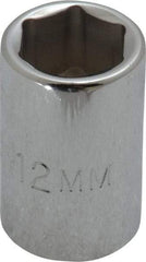 Proto - 3/8" Drive, Standard Hand Socket - 6 Points, 1-1/8" OAL, Chrome Finish - Best Tool & Supply