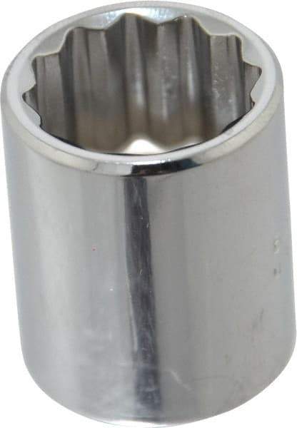 Proto - 3/8" Drive, Standard Hand Socket - 6 Points, 1-1/8" OAL, Chrome Vanadium, Chrome Finish - Best Tool & Supply