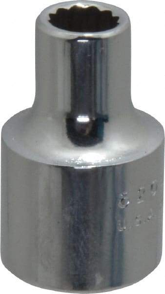 Proto - 1/4", 3/8" Drive, Standard Hand Socket - 12 Points, 1-3/32" OAL, Chrome Finish - Best Tool & Supply