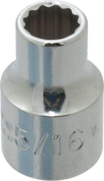 Proto - 5/16", 3/8" Drive, Standard Hand Socket - 12 Points, 1-3/32" OAL, Chrome Finish - Best Tool & Supply