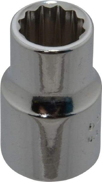 Proto - 3/8", 3/8" Drive, Standard Hand Socket - 12 Points, 1-3/32" OAL, Chrome Finish - Best Tool & Supply