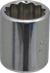 Proto - 11/16", 3/8" Drive, Standard Hand Socket - 12 Points, 1-1/8" OAL, Chrome Finish - Best Tool & Supply