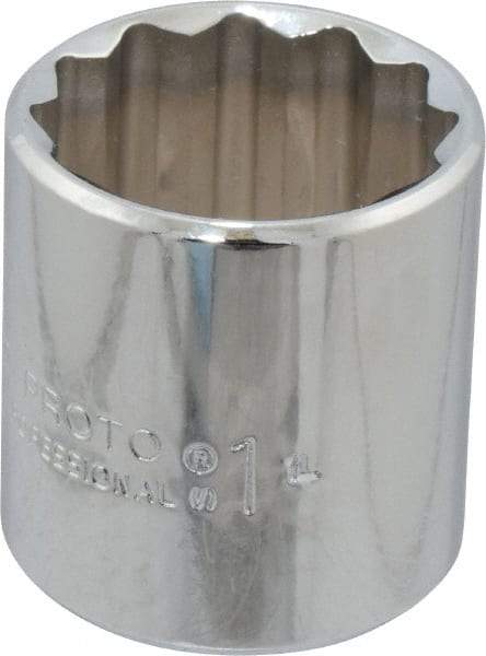 Proto - 1", 3/8" Drive, Standard Hand Socket - 12 Points, 1-3/8" OAL, Chrome Finish - Best Tool & Supply