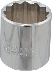 Proto - 1", 3/8" Drive, Standard Hand Socket - 12 Points, 1-3/8" OAL, Chrome Finish - Best Tool & Supply