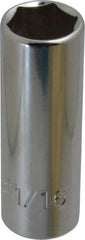 Proto - 11/16", 3/8" Drive, Deep Hand Socket - 6 Points, 2-3/4" OAL, Chrome Finish - Best Tool & Supply