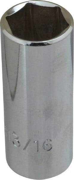 Proto - 13/16", 3/8" Drive, Deep Hand Socket - 6 Points, 2-3/4" OAL, Chrome Finish - Best Tool & Supply