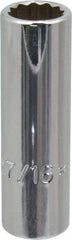 Proto - 7/16", 3/8" Drive, Deep Hand Socket - 12 Points, 2-1/8" OAL, Chrome Finish - Best Tool & Supply