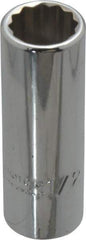 Proto - 1/2", 3/8" Drive, Deep Hand Socket - 12 Points, 2-1/8" OAL, Chrome Finish - Best Tool & Supply