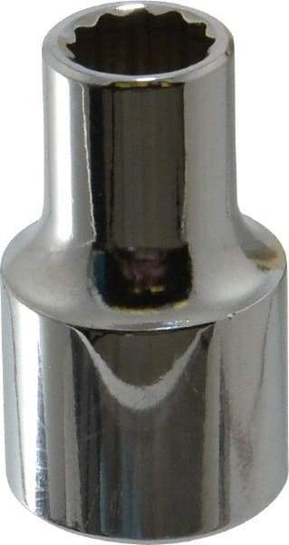 Proto - 3/8", 1/2" Drive, Standard Hand Socket - 12 Points, 1-31/64" OAL, Chrome Finish - Best Tool & Supply