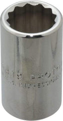 Proto - 19/32", 1/2" Drive, Standard Hand Socket - 12 Points, 1-1/2" OAL, Chrome Finish - Best Tool & Supply