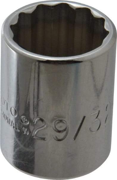 Proto - 29/32", 1/2" Drive, Standard Hand Socket - 12 Points, 1-9/16" OAL, Chrome Finish - Best Tool & Supply