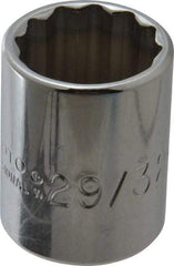 Proto - 29/32", 1/2" Drive, Standard Hand Socket - 12 Points, 1-9/16" OAL, Chrome Finish - Best Tool & Supply