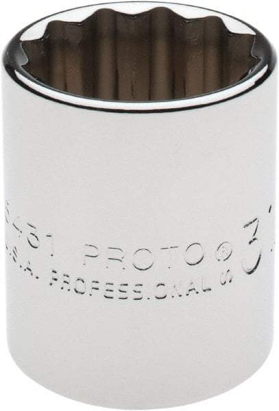 Proto - 31/32", 1/2" Drive, Standard Hand Socket - 12 Points, 1-9/16" OAL, Chrome Finish - Best Tool & Supply