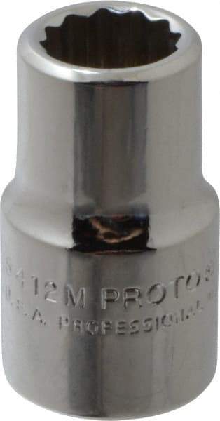 Proto - 1/2" Drive, Standard Hand Socket - 12 Points, 1-1/2" OAL, Chrome Vanadium, Chrome Finish - Best Tool & Supply