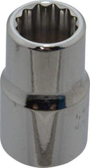 Proto - 1/2" Drive, Standard Hand Socket - 12 Points, 1-1/2" OAL, Chrome Finish - Best Tool & Supply