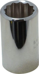 Proto - 1/2" Drive, Standard Hand Socket - 12 Points, 1-1/2" OAL, Chrome Finish - Best Tool & Supply