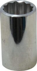 Proto - 1/2" Drive, Standard Hand Socket - 12 Points, 1-1/2" OAL, Chrome Vanadium, Chrome Finish - Best Tool & Supply