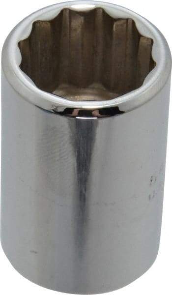 Proto - 1/2" Drive, Standard Hand Socket - 12 Points, 1-1/2" OAL, Chrome Finish - Best Tool & Supply