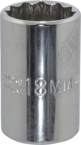 Proto - 1/2" Drive, Standard Hand Socket - 12 Points, 1-1/2" OAL, Chrome Finish - Best Tool & Supply