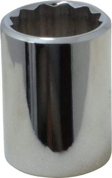 Proto - 1/2" Drive, Standard Hand Socket - 12 Points, 1-1/2" OAL, Chrome Vanadium, Chrome Finish - Best Tool & Supply