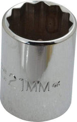 Proto - 1/2" Drive, Standard Hand Socket - 12 Points, 1-7/16" OAL, Chrome Finish - Best Tool & Supply