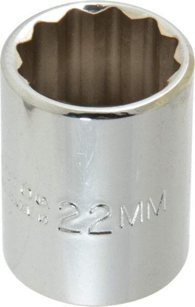 Proto - 1/2" Drive, Standard Hand Socket - 12 Points, 1-17/32" OAL, Chrome Finish - Best Tool & Supply