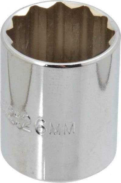 Proto - 1/2" Drive, Standard Hand Socket - 12 Points, 1-17/32" OAL, Chrome Finish - Best Tool & Supply