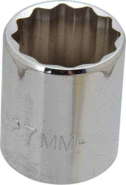 Proto - 1/2" Drive, Standard Hand Socket - 12 Points, 1-17/32" OAL, Chrome Finish - Best Tool & Supply