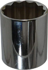 Proto - 1/2" Drive, Standard Hand Socket - 12 Points, 1-25/32" OAL, Chrome Finish - Best Tool & Supply