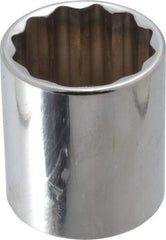 Proto - 1/2" Drive, Standard Hand Socket - 12 Points, 1-25/32" OAL, Chrome Finish - Best Tool & Supply