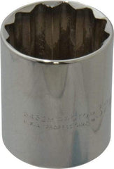 Proto - 1/2" Drive, Standard Hand Socket - 12 Points, 1-25/32" OAL, Chrome Finish - Best Tool & Supply