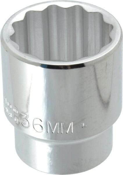 Proto - 1/2" Drive, Standard Hand Socket - 12 Points, 2-1/4" OAL, Chrome Finish - Best Tool & Supply