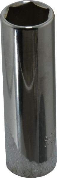 Proto - 11/16", 1/2" Drive, Deep Hand Socket - 6 Points, 3-1/4" OAL, Chrome Finish - Best Tool & Supply