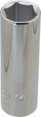 Proto - 3/4", 1/2" Drive, Deep Hand Socket - 6 Points, 3-1/4" OAL, Chrome Finish - Best Tool & Supply