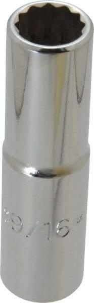 Proto - 9/16", 1/2" Drive, Deep Hand Socket - 12 Points, 3-1/4" OAL, Chrome Finish - Best Tool & Supply