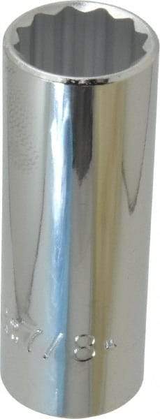 Proto - 7/8", 1/2" Drive, Deep Hand Socket - 12 Points, 3-1/4" OAL, Chrome Finish - Best Tool & Supply