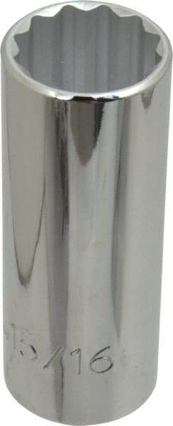 Proto - 15/16", 1/2" Drive, Deep Hand Socket - 12 Points, 3-1/4" OAL, Chrome Finish - Best Tool & Supply