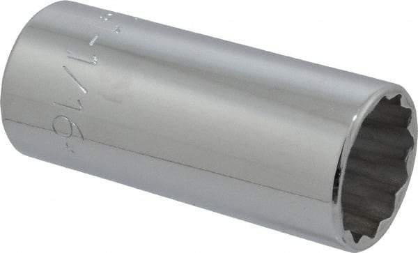 Proto - 1-1/16", 1/2" Drive, Deep Hand Socket - 12 Points, 3-1/4" OAL, Chrome Finish - Best Tool & Supply