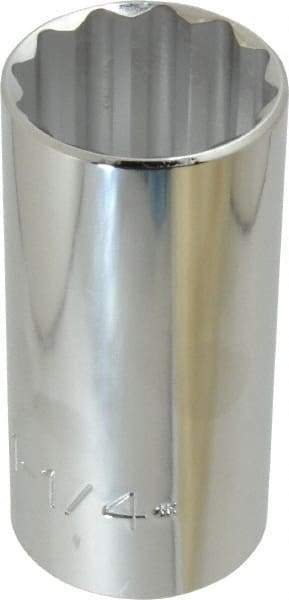 Proto - 1-1/4", 1/2" Drive, Deep Hand Socket - 12 Points, 3-1/4" OAL, Chrome Finish - Best Tool & Supply