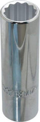 Proto - 1/2" Drive, Deep Hand Socket - 12 Points, 3-1/4" OAL, Chrome Finish - Best Tool & Supply