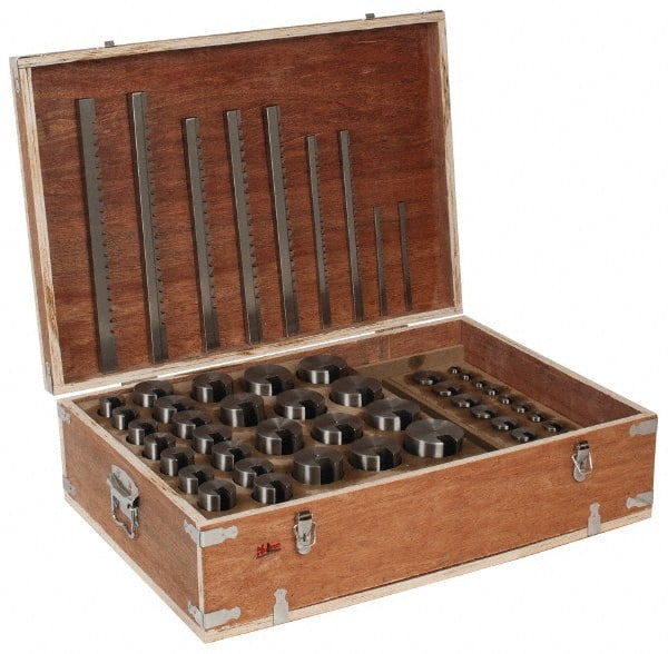 Value Collection - 75 Piece, 1/8 to 3/4" Keyway Width, Style B, C, D & E Keyway Broach Set - Best Tool & Supply