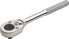 Proto - 1/2" Drive Pear Head Ratchet - Chrome Finish, 10" OAL, 24 Gear Teeth, Standard Knurled Handle, Standard Head - Best Tool & Supply