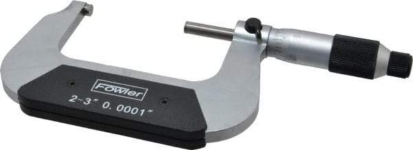 Fowler - 2 to 3" Range, 0.0001" Graduation, Mechanical Outside Micrometer - Ratchet-Friction Thimble, Accurate to 0.0002" - Best Tool & Supply